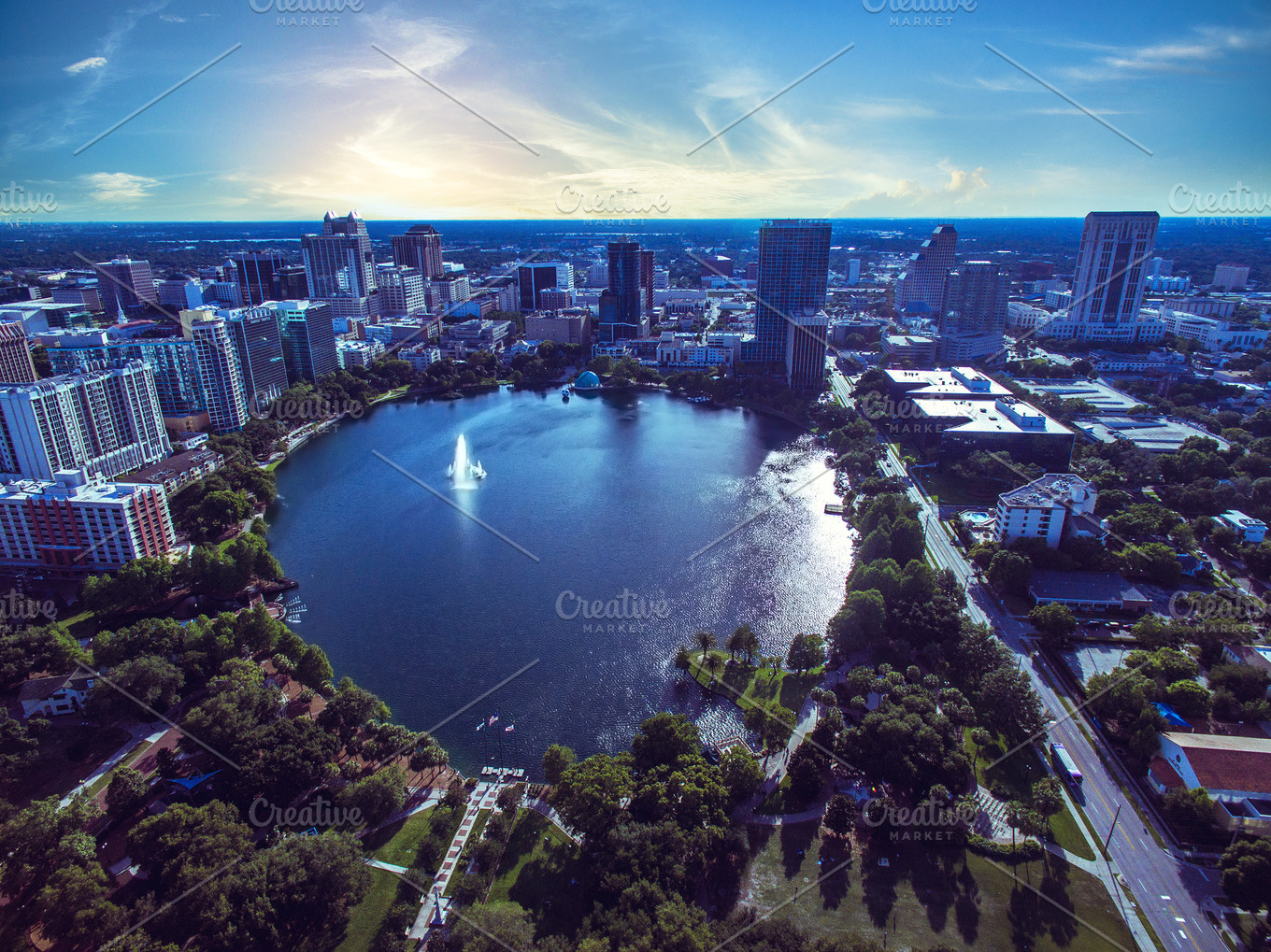 Aerial view of Lake Eola Orlando ~ Nature Photos ~ Creative Market