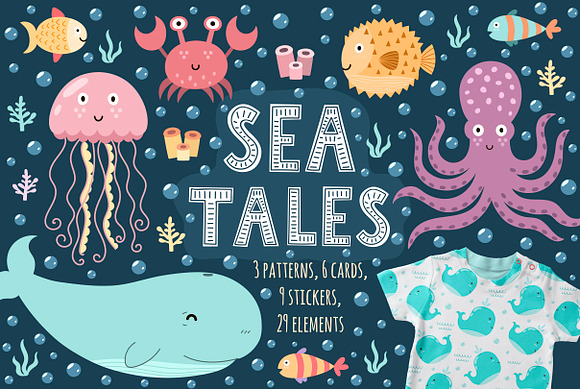 Sea Tales Patterns Stickers Cards