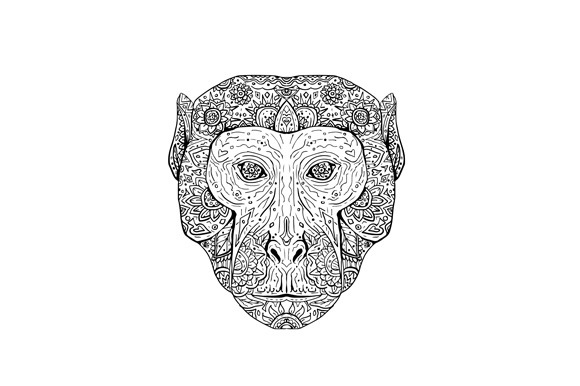 Rhesus Macaque Head Front Mandala