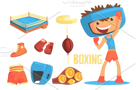 Boy Boxer Kids Future Dream Professional Boxing Sportive Career Illustration With Related To Profession Objects