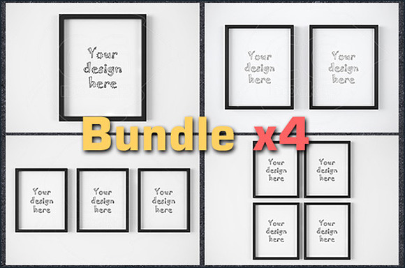 Download BUNDLEx4 black frame 8x10" mockup