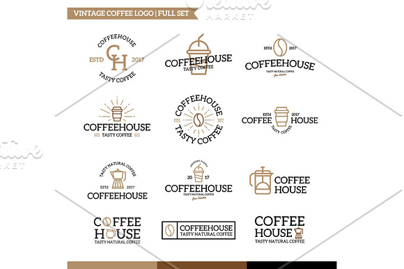 Set Of Vector Coffee And Tea Logo Combination