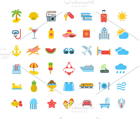 Summer Vacation Travel Vector Icons