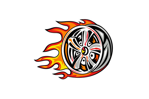 Flaming Wheel Rim On Fire