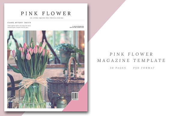Pink Flower Magazine Template