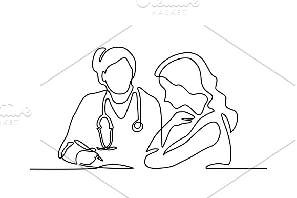 Doctor With Stethoscope Treat Patient Woman