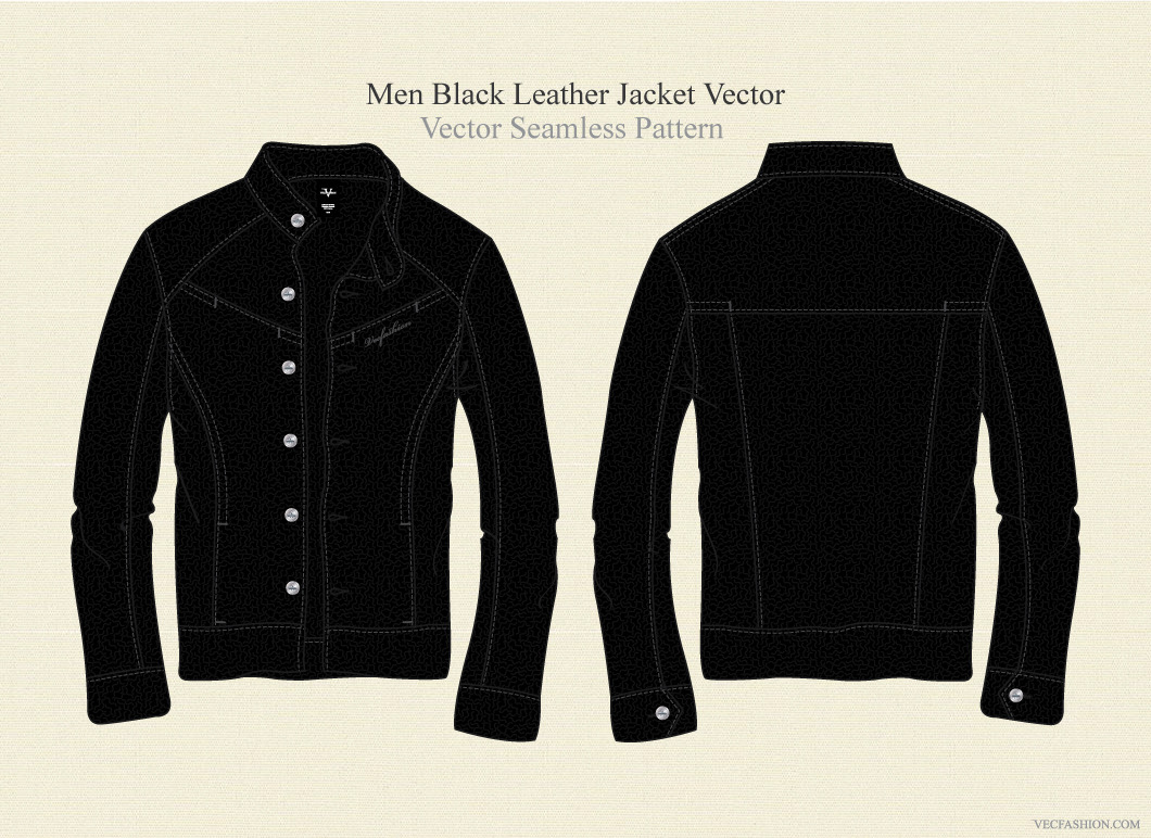 Men Black Leather iJacket Vectori Illustrations Creative 