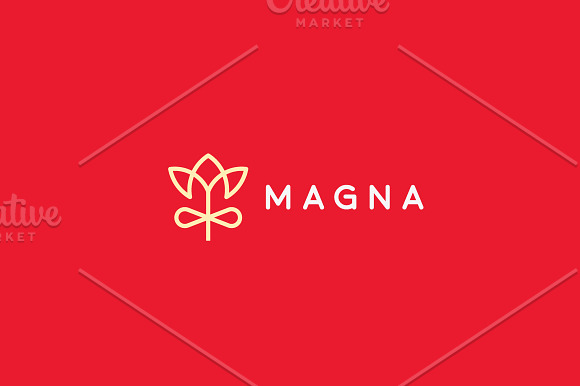 Linear Flower Gift Logo Design Elegant Crown Premium Vector Logotype