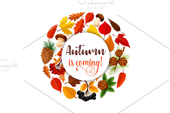 Autumn Leaf Poster For Fall Nature Season Design