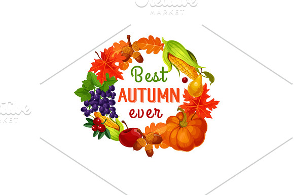 Autumn Leaf Harvest Vegetable And Fruit Poster