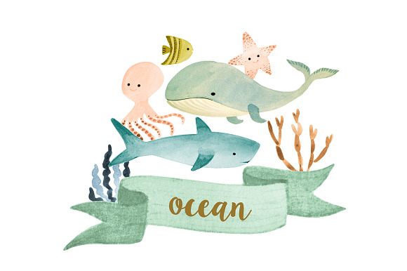 Ocean Watercolor Creatures
