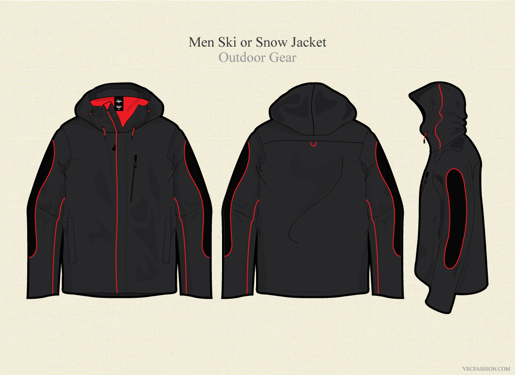 Men Ski or Snow Jacket Vector Illustrations Creative 