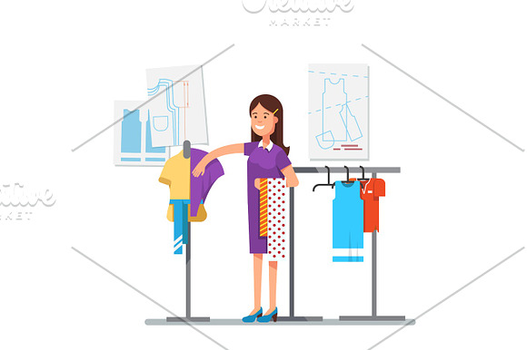 Fashion Clothes Designer Working On Dress Project