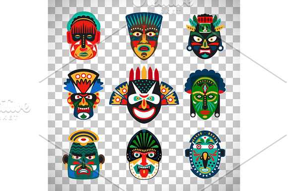 Tribal Indian Or African Colorful Masks