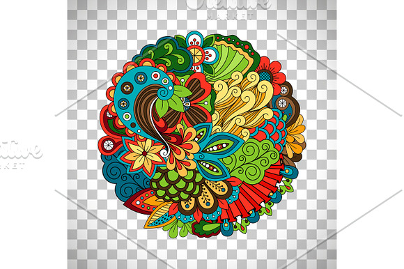 Ethnic Doodle Floral Circle Like Pattern
