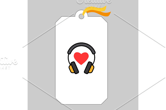 Music Tag With Headphone And Heart