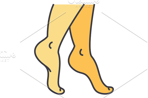 Woman Legs Concept Line Vector Icon Editable Stroke Flat Linear Illustration Isolated On White Background
