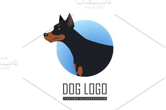 Dog Vector Logo In Flat Style Design