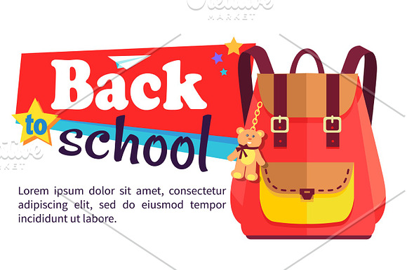 Back To School Poster With Schoolchild Rucksack