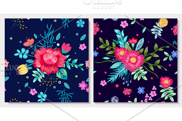 Ornamental Floral Background With Colorful Flowers