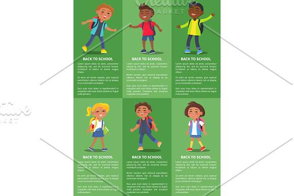 Back To School Collection Of Posters With Kids