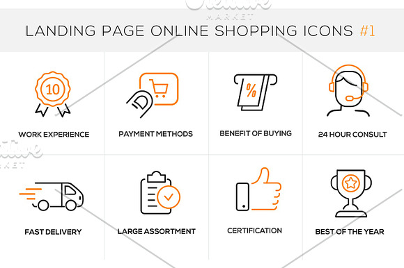 Flat Line Design Concept Icons For Online Shopping Website Banner And Landing Page