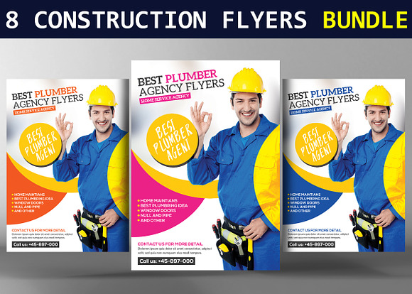8 Construction Business Flyer Bundle