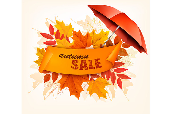 Autumn Sale Card With Leaves