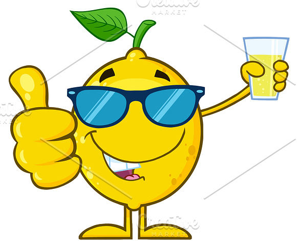 Lemon Holding A Glass Of Lemonade