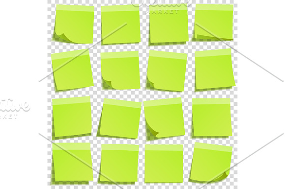 Sticky Note With Shadow Isolated On Transparent Background Green Paper Message On Notepaper.Reminder Vector Illustration
