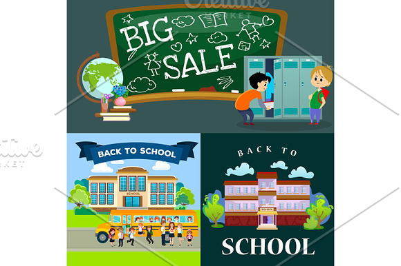 Back To School Set Of Pictographs Childrens Life Newspaper And Library Boys Basketball Girls Cheerleader Team Teacher With Pupils At Class Professor Lecture College Building Vector Illustration