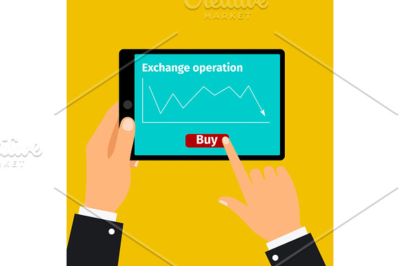 Tablet With Stock Exchange Graphic
