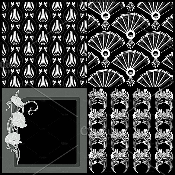 Black & White Art Nouveau Paper in Patterns - product preview 1