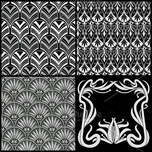 Black & White Art Nouveau Paper in Patterns - product preview 2