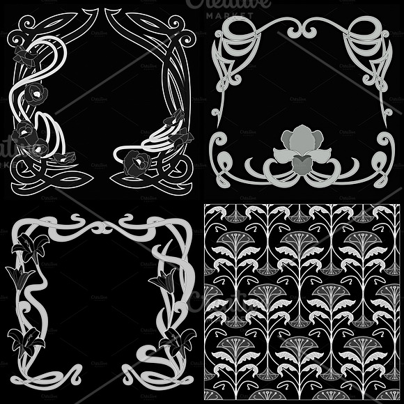 Black & White Art Nouveau Paper in Patterns - product preview 3