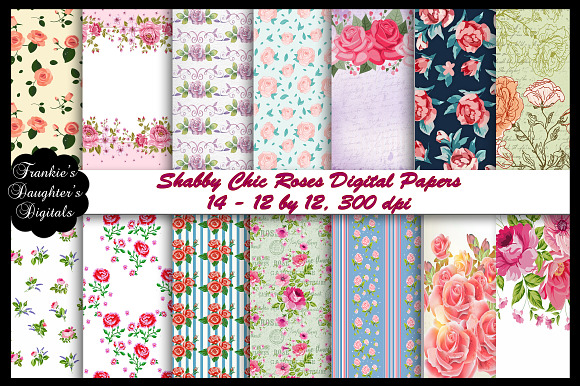 Shabby Chic Roses Digital Papers