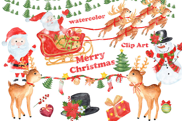 Watercolor Christmas Santa Clipart