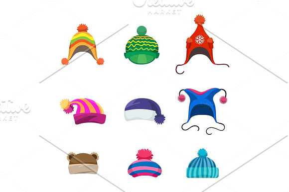 Pompons Winter Hats Set