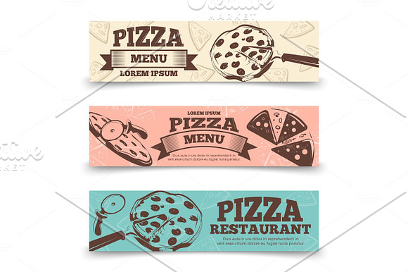 Pizza Menu Banners Template Food Vintage Banners