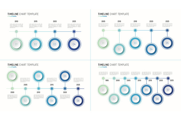 Timeline chart infographic template for data visualization. 4-7  in Illustrations