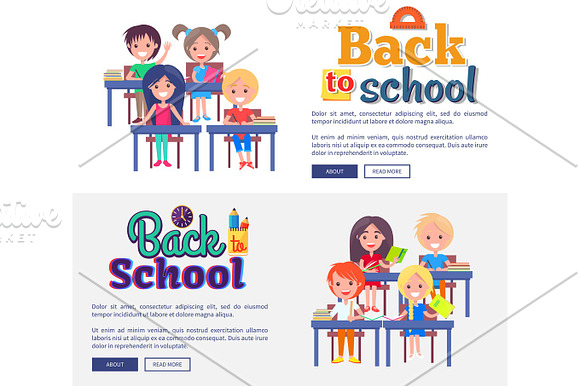 Back To School Collection Of Posters On White