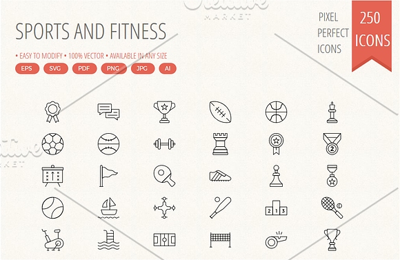 Sport And Fitness Line Icons