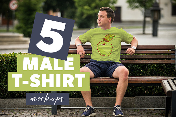 5 Male T-shirt Mockups