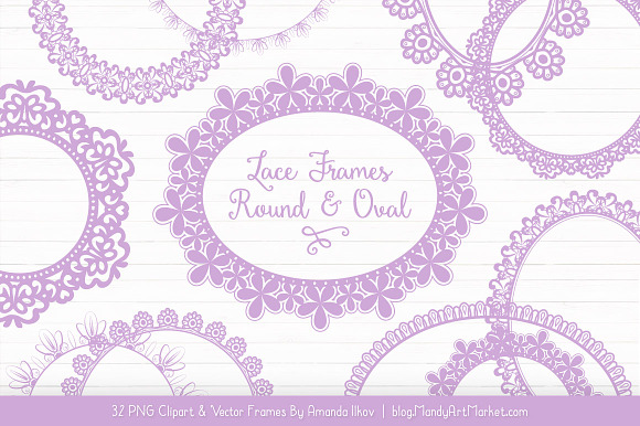 Lavender Round Lace Frames