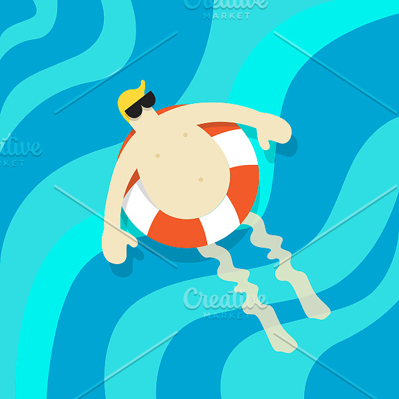 Vector Of Man Floating In Water