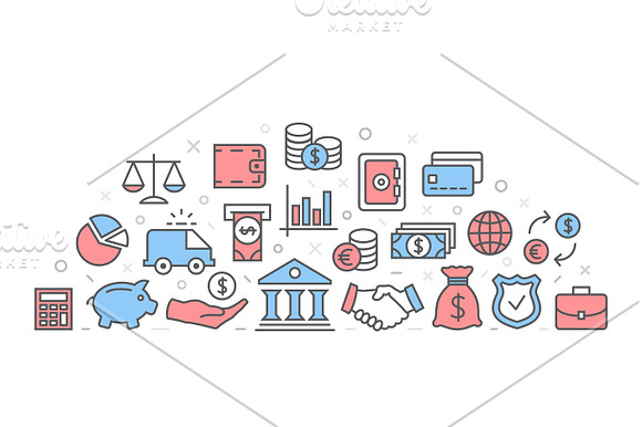 Bank Illustration With Icons