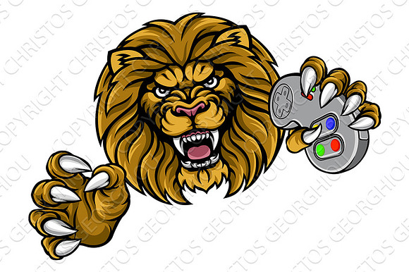 Lion Gamer Player Mascot
