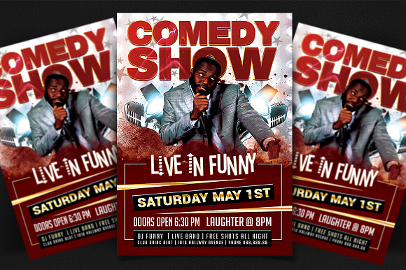 Live In Funny Comedy Show Flyer