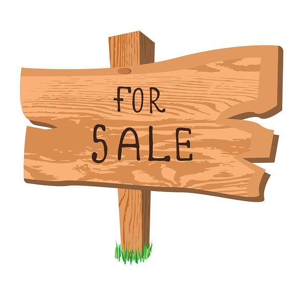 Wooden Sign For Sale Vector