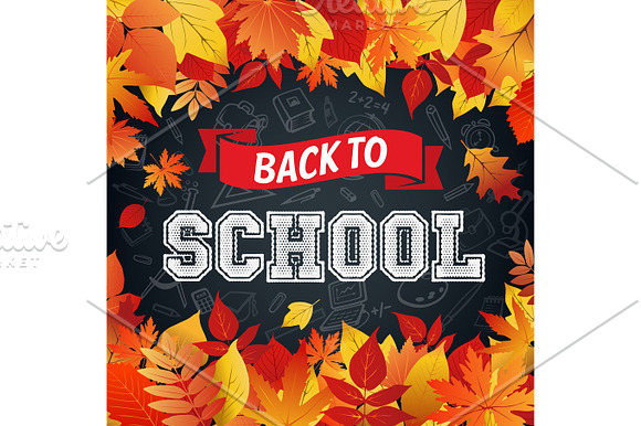 Back To School Poster Of Vector Leaf Fall